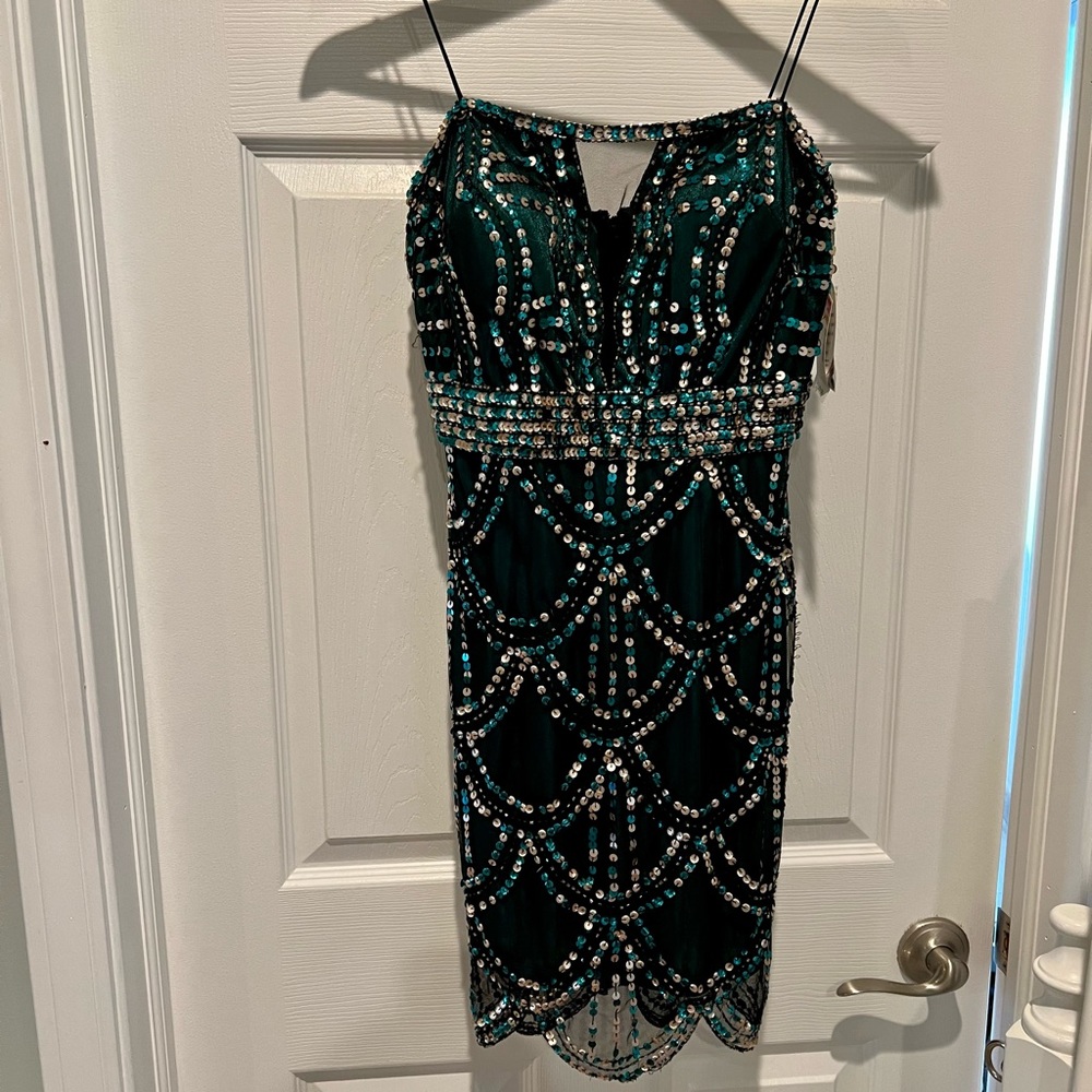 NWT- Gorgeous Green/Gold Sequin Dress!